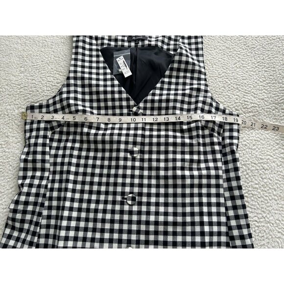 Madewell $148 V-Neck Mini Vest Dress, Black & White Checkered Gingham, Sz 10 - Picture 9 of 13